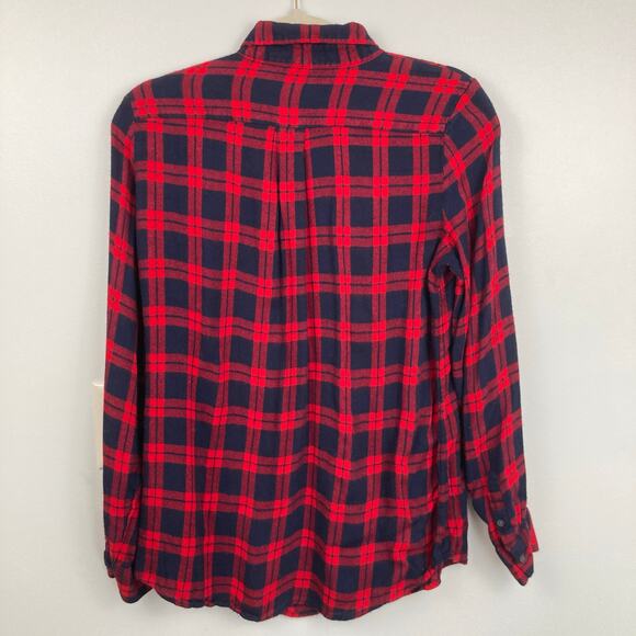 Banana Republic Womens S Dillon Blue & Red Plaid Shirt Cabin Grunge Gorpcore - Picture 3 of 11